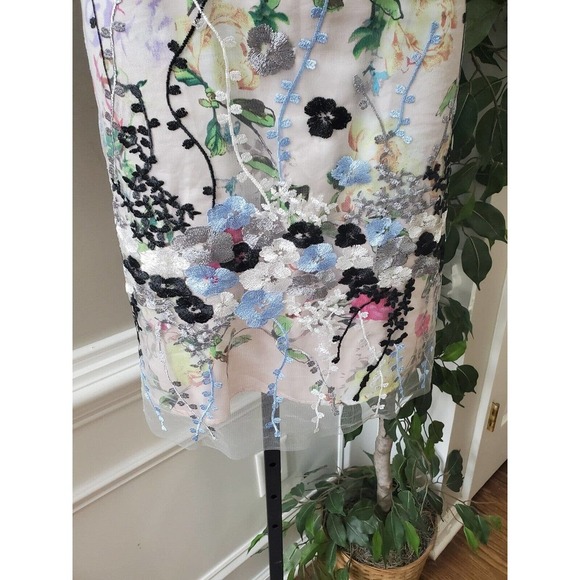 Spense White Floral 100% Nylon Sleeveless Casual Round Neck Knee Length Dress M - Picture 4 of 10